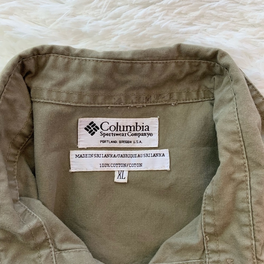 COLUMBIA • Vintage 90s Shooting Shirt Men XL Olive Camo Long Sleeve Hunting - Picture 3 of 9